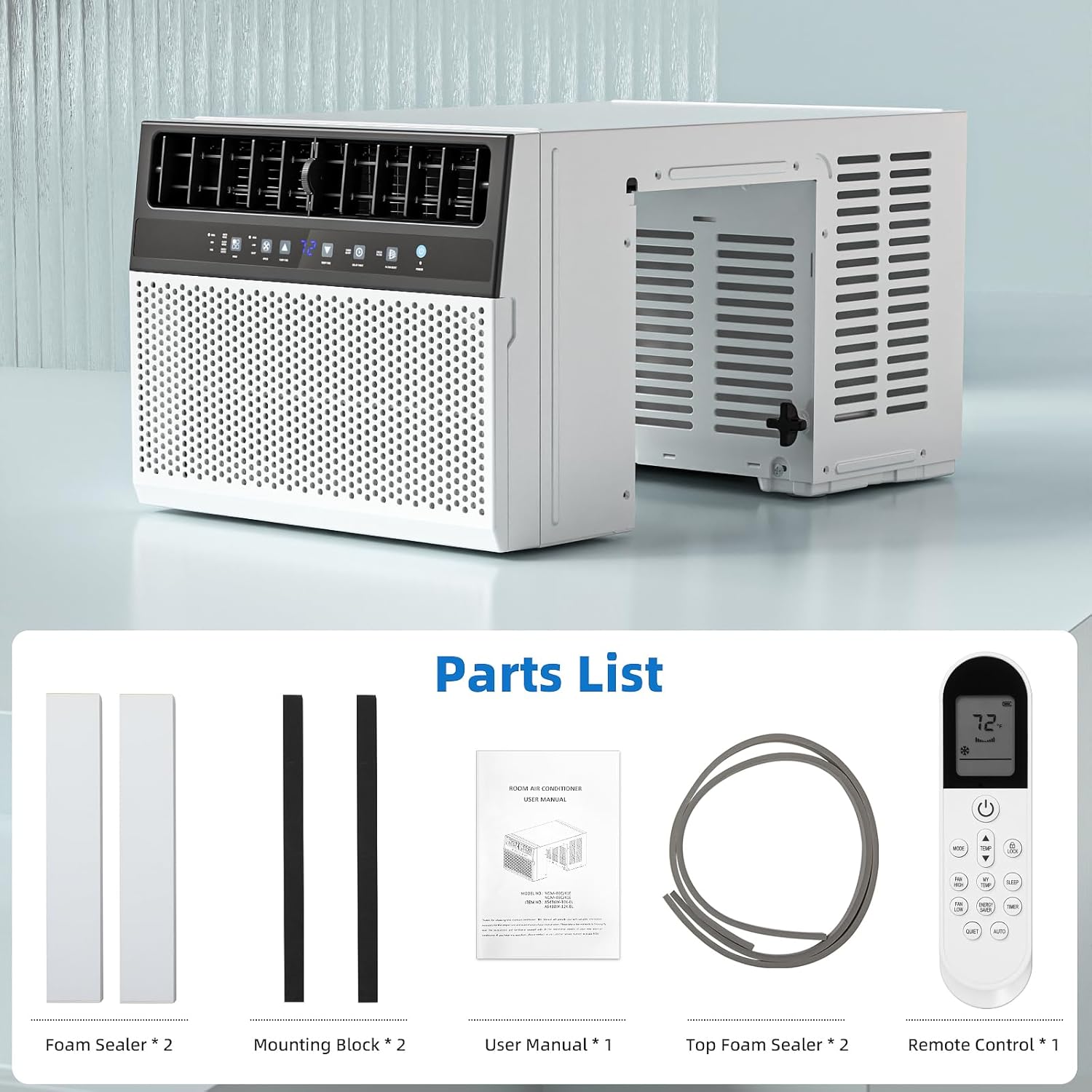 Antarctic Star 12,000 BTU U-Shaped Window Air Conditioners, Air Condtioner Window Unit Cools up to 550 Sq.Ft, Energy-saving Window AC Units, 6 Modes 24H Timer, Easy to Install, White