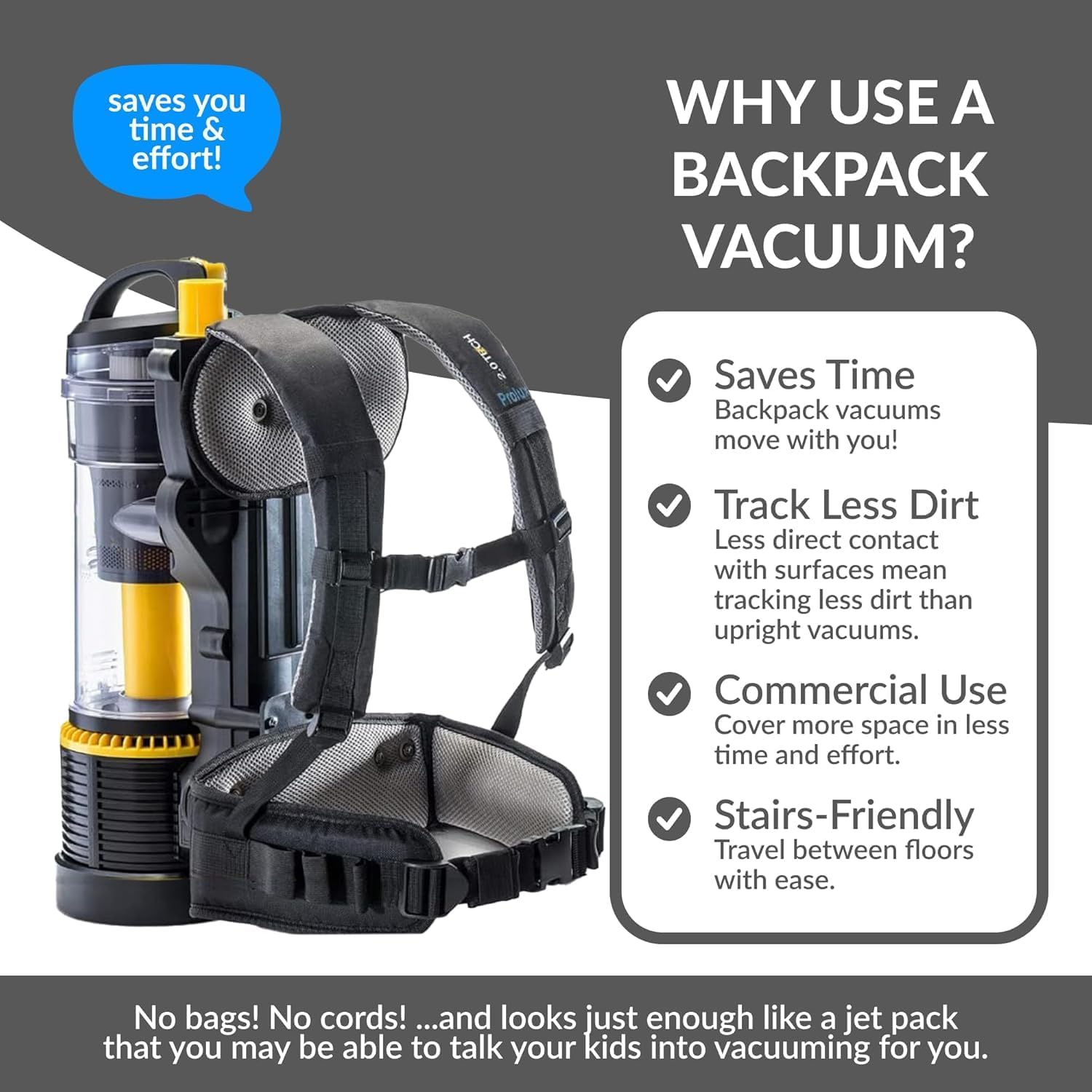 Prolux 2.0 Commercial Bagless Backpack HEPA Vacuum - Pro Model with Power Nozzle