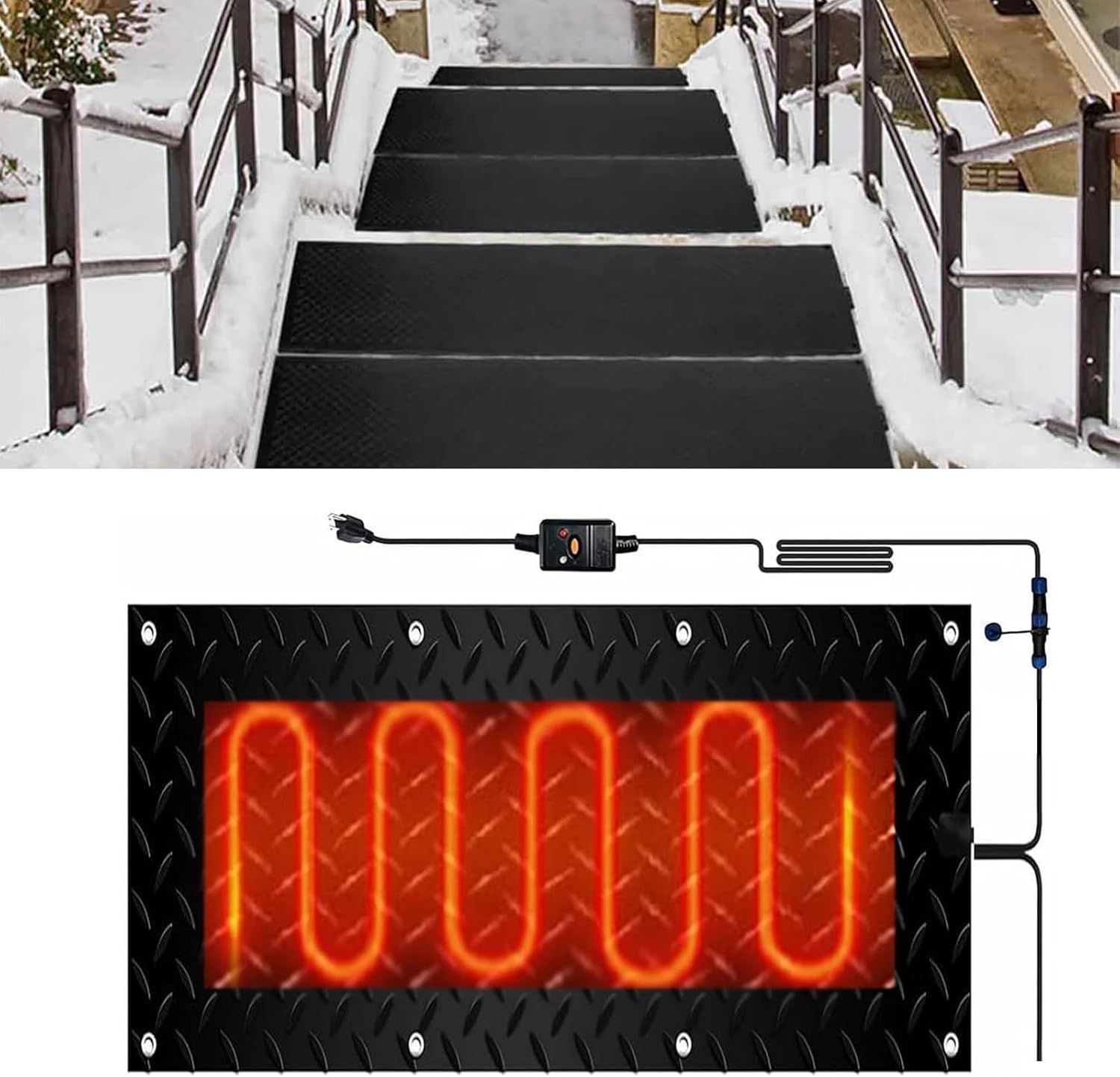 Snow Melting mats, Heated mat for Snow, Heated Snow Melting Mats for Stairs, for Winter Outdoor Stairs, Steps, Doorways, Walkways, Driveway,1 Pcs-40x160cm/15.7x63in