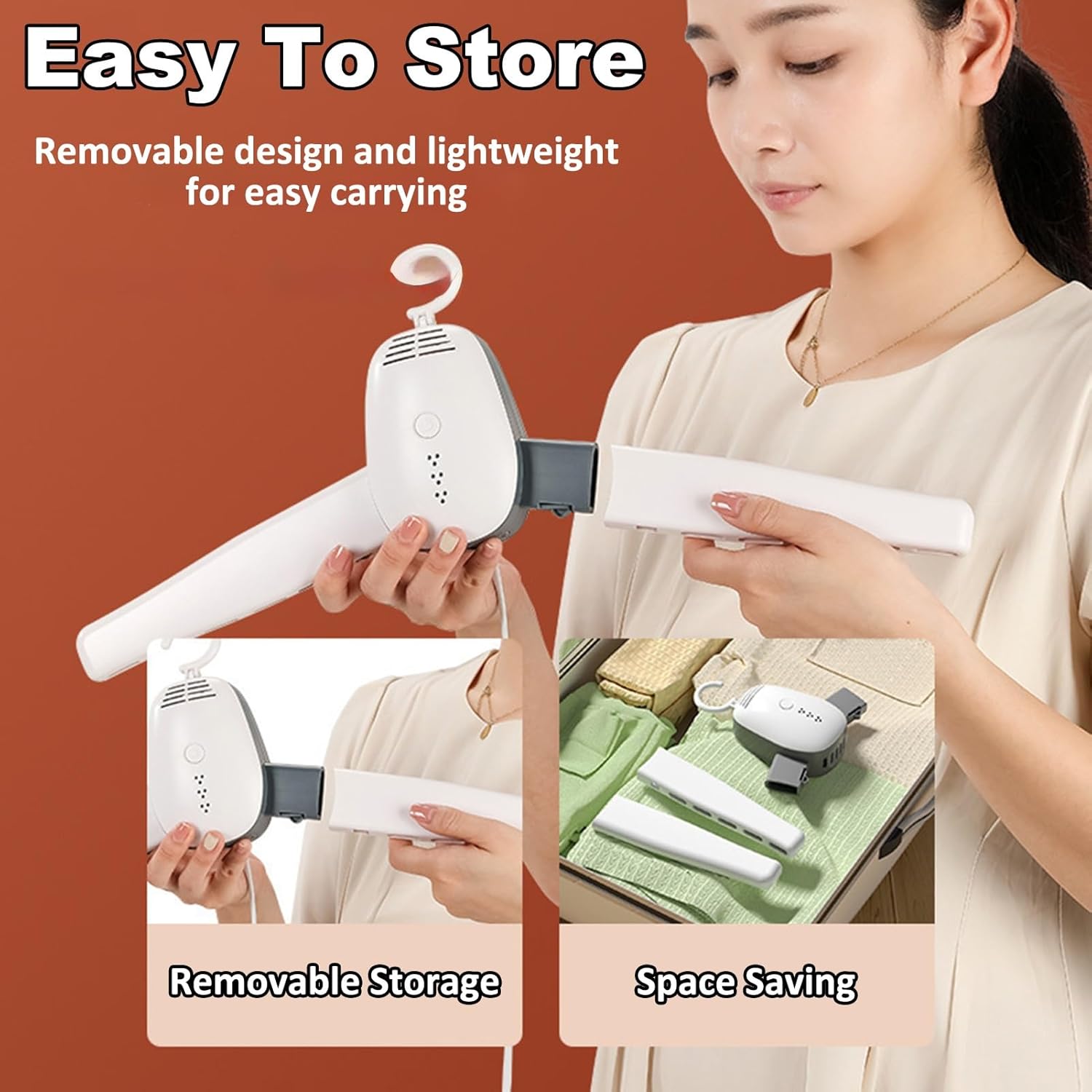 Travel Clothes Dryer - Portable Drying Rack, Electric Mini Clothes Shoe Dryer Machine for Apartment, RV, Dorm, Heated Clothes Airer, Fast and Easy to Use/Store, Low Noise, Foldable