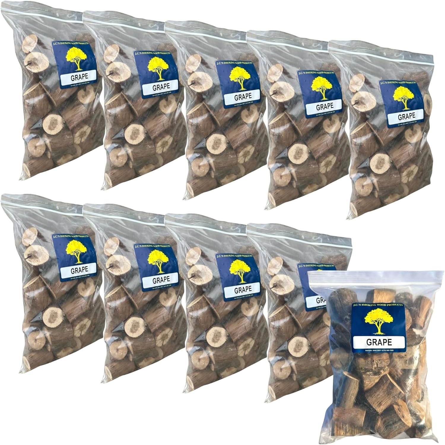 J.C.'s Smoking Wood Chunks - Gallon Sized Bag - Grape 10PK