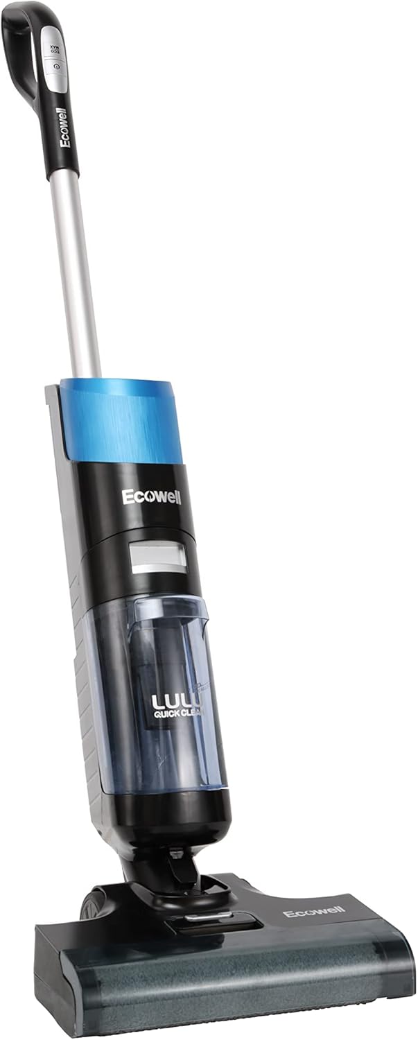 Ecowell Cordless Wet Dry Vacuum Cleaner Multi-Surface Air-Drying Digital Display for Hard Floors LULU Quick Clean P05, Blue