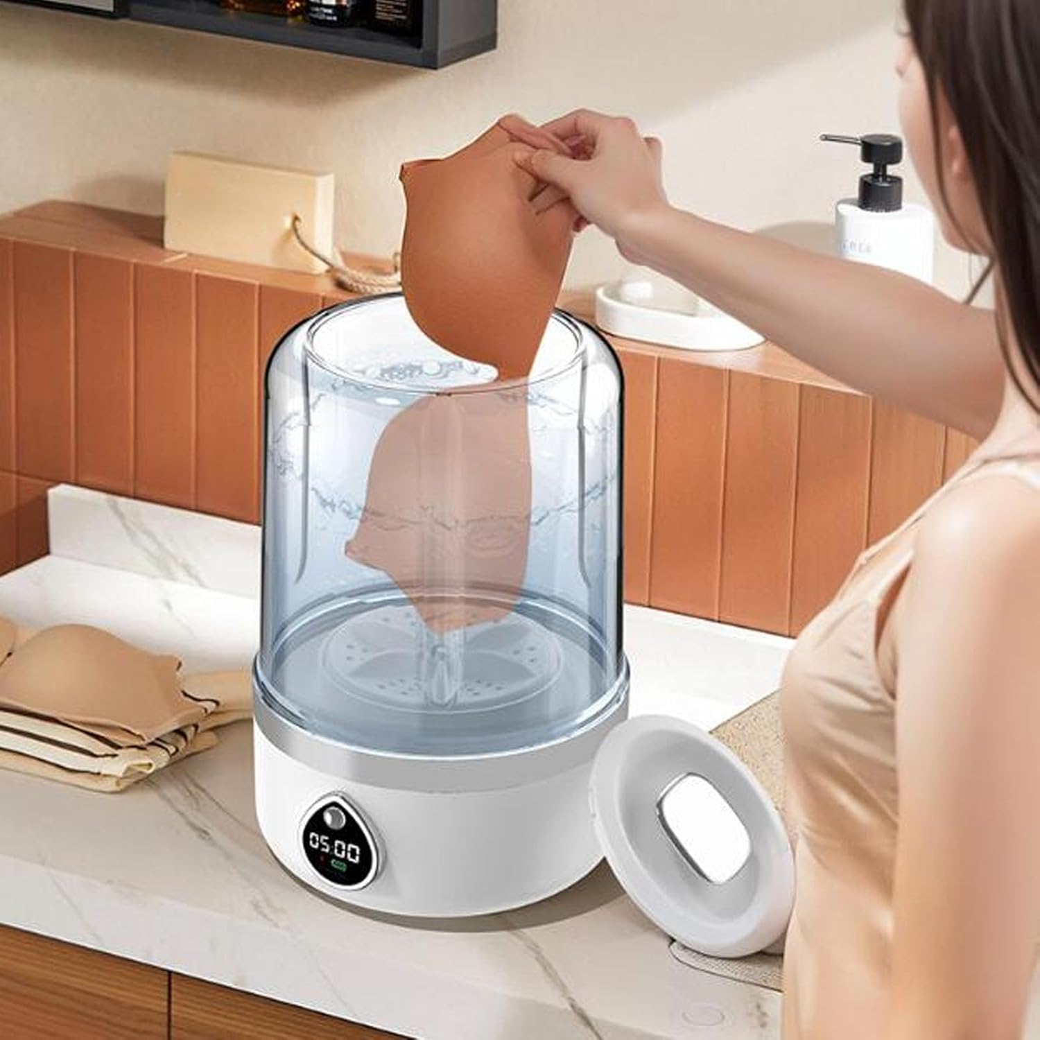 Portable Mini Washing Machine, Small Laundry Washer for Underwear Sock Baby Clothes, Compact Washer for Apartment Dorm Hotel Travel Camping