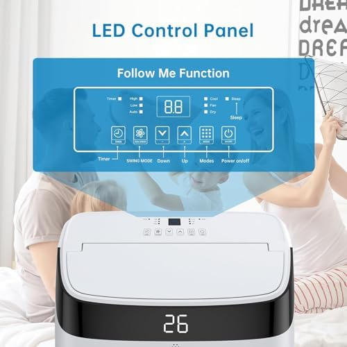 Portable Air Conditioner 12,000 BTU (Covers 350 Sq.Ft) - 3-in-1 AC/Dehumidifier/Fan with Remote Control - Easy-Mount Window Kit for Quick Installation