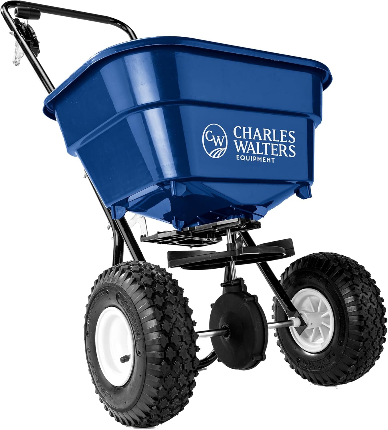Charles Walters Equipment CW2000 Estate Style Broadcast Spreader for Spreading Fertilizer and Ice Melt on Lawns, Sidewalks, and Driveways, 65lb Capacity, 35