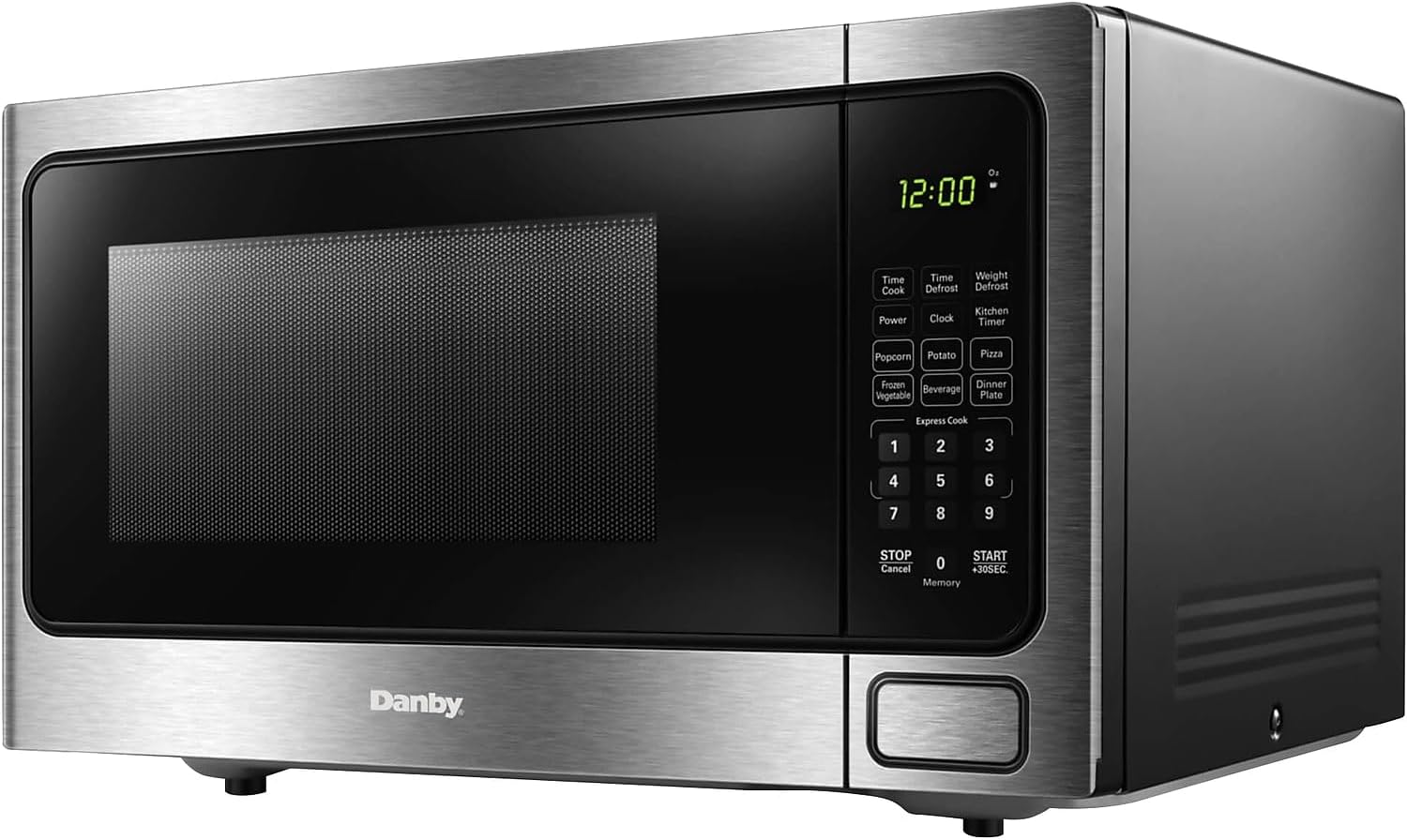 Danby Designer DDMW1125BBS 1.1 cu. ft. Countertop Microwave in Stainless Steel 6 Convenient Auto Cook Options including Popcorn, Potato, Pizza, Frozen Vegetables, Beverage