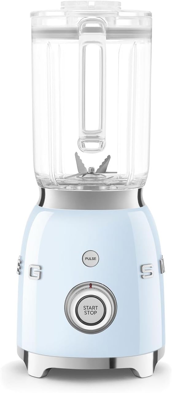 SMEG BLF03 Retro Style Blender – 600W Countertop Blender with 48 oz BPA-Free Jug, 3 Speeds + Pulse, Ice Crush & Smoothie Functions – 50s-Inspired Design-Pastel Blue