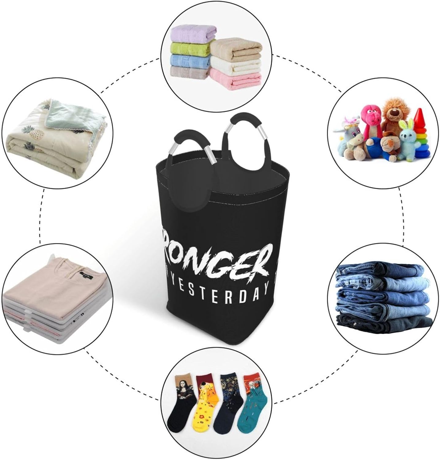 Stronger Than Yesterday - Bodybuilding ​50l Collapsible Laundry Basket With Soft-Grip Handles - Foldable Clothes Hamper For Home, Dorm & Rv Storage​