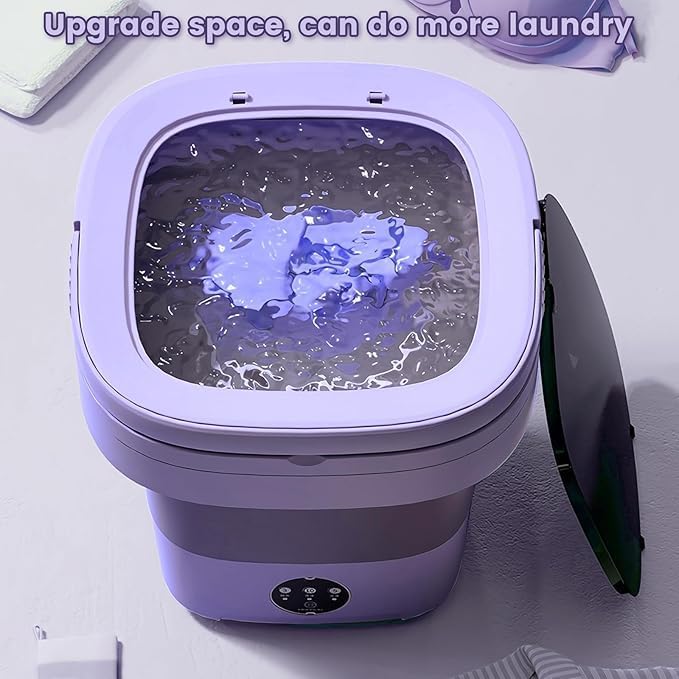 Portable washing machine,17L large capacity foldable washing machine, underwear mini washing machine, socks, travel washing machine suitable for camping trip laundry apartment (purple)