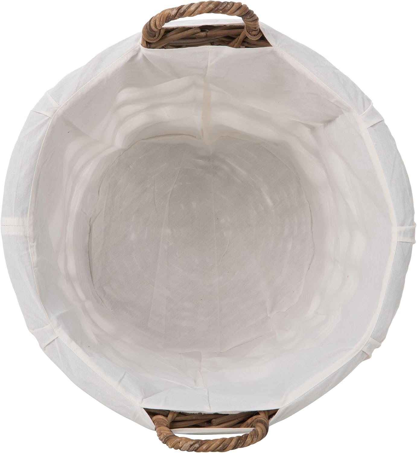 Kouboo Round Rattan Storage and Laundry Basket with Liner and Handles - Removable and Washable Liner