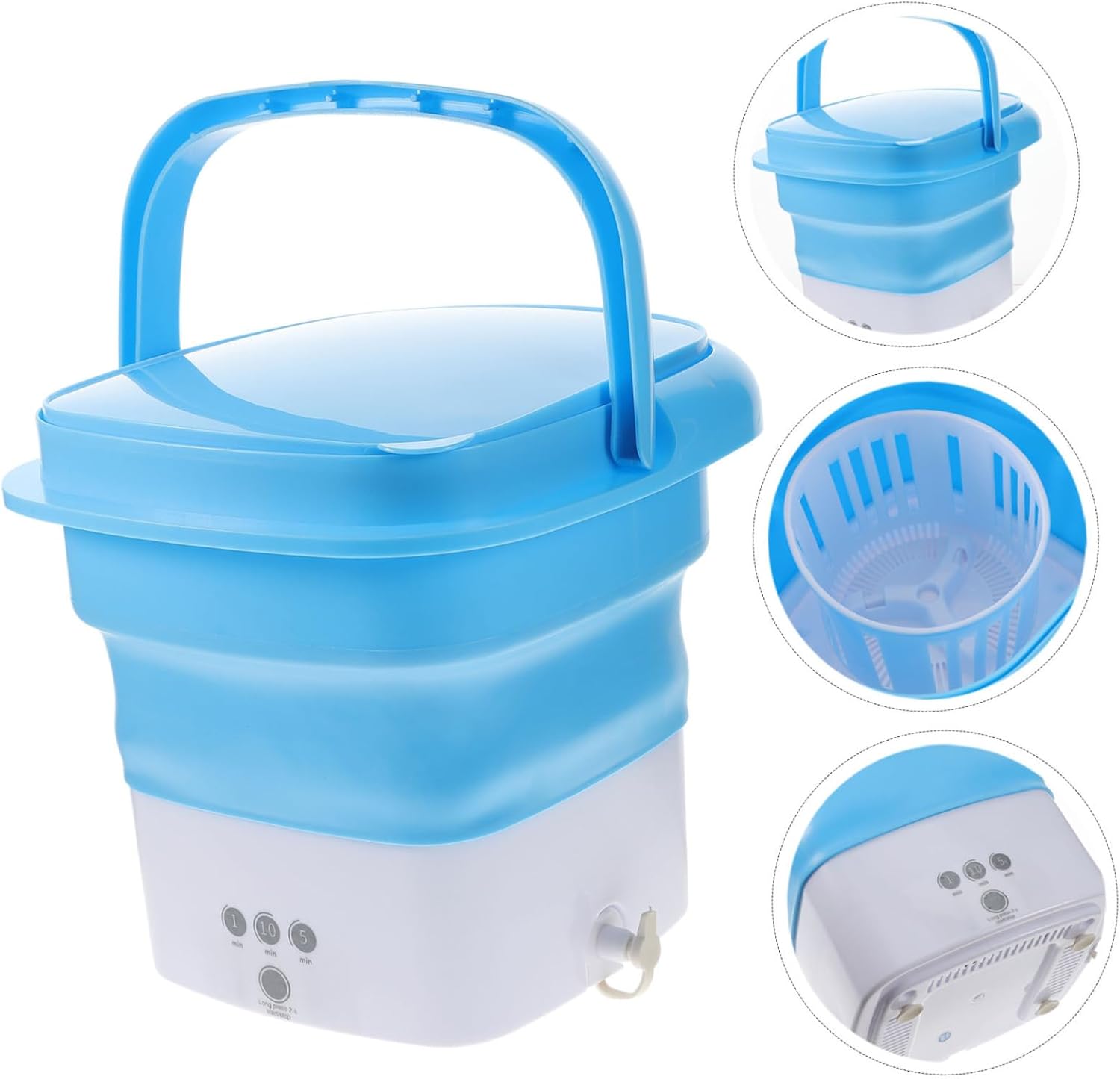 HOMSFOU Mini Washing Machine Portable Apartment Washer Folding Laundry Machine for Travel Easy to Drain Hand