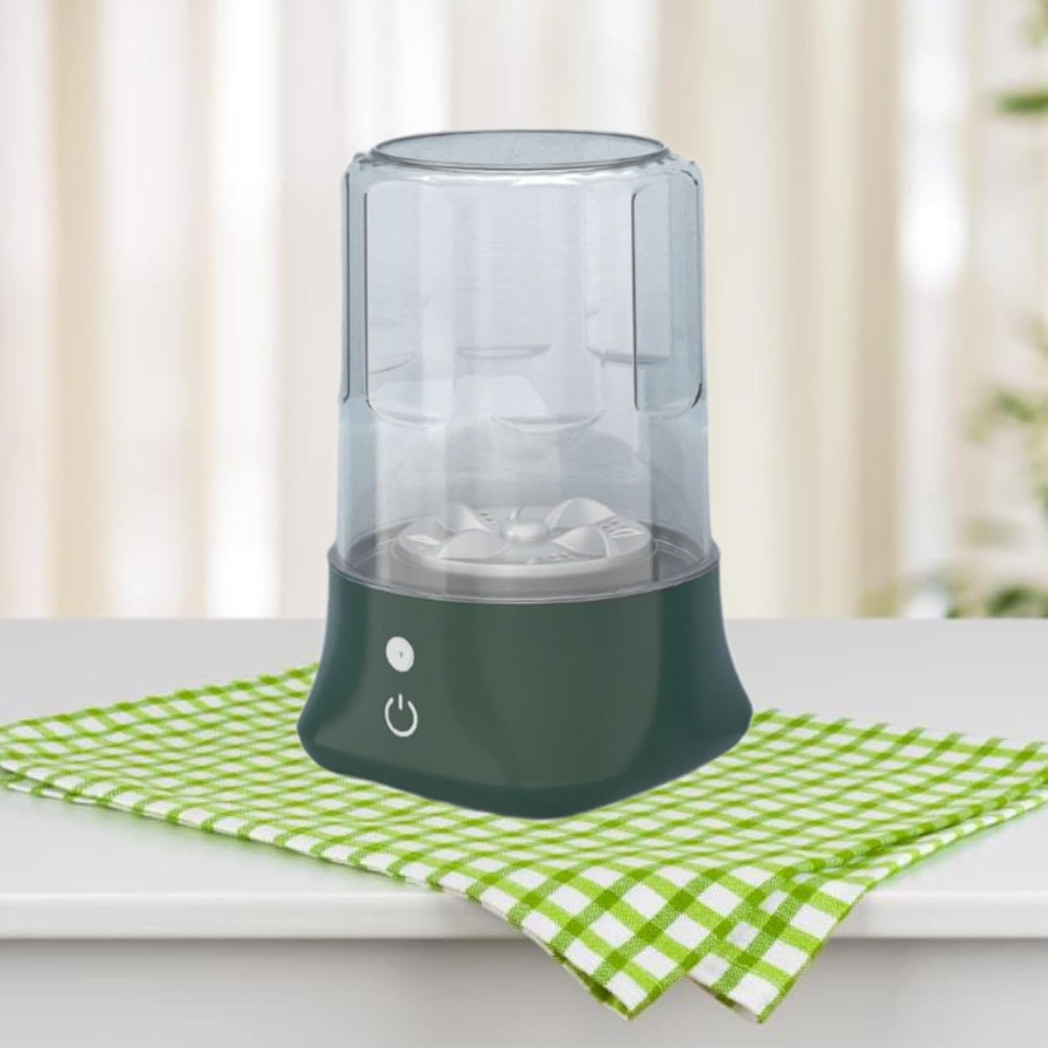 Portable Washing Machine 1L Capacity Rechargeable Lightweight Small Washer Cordless for Travel Laundry RV Baby Clothes Socks, green