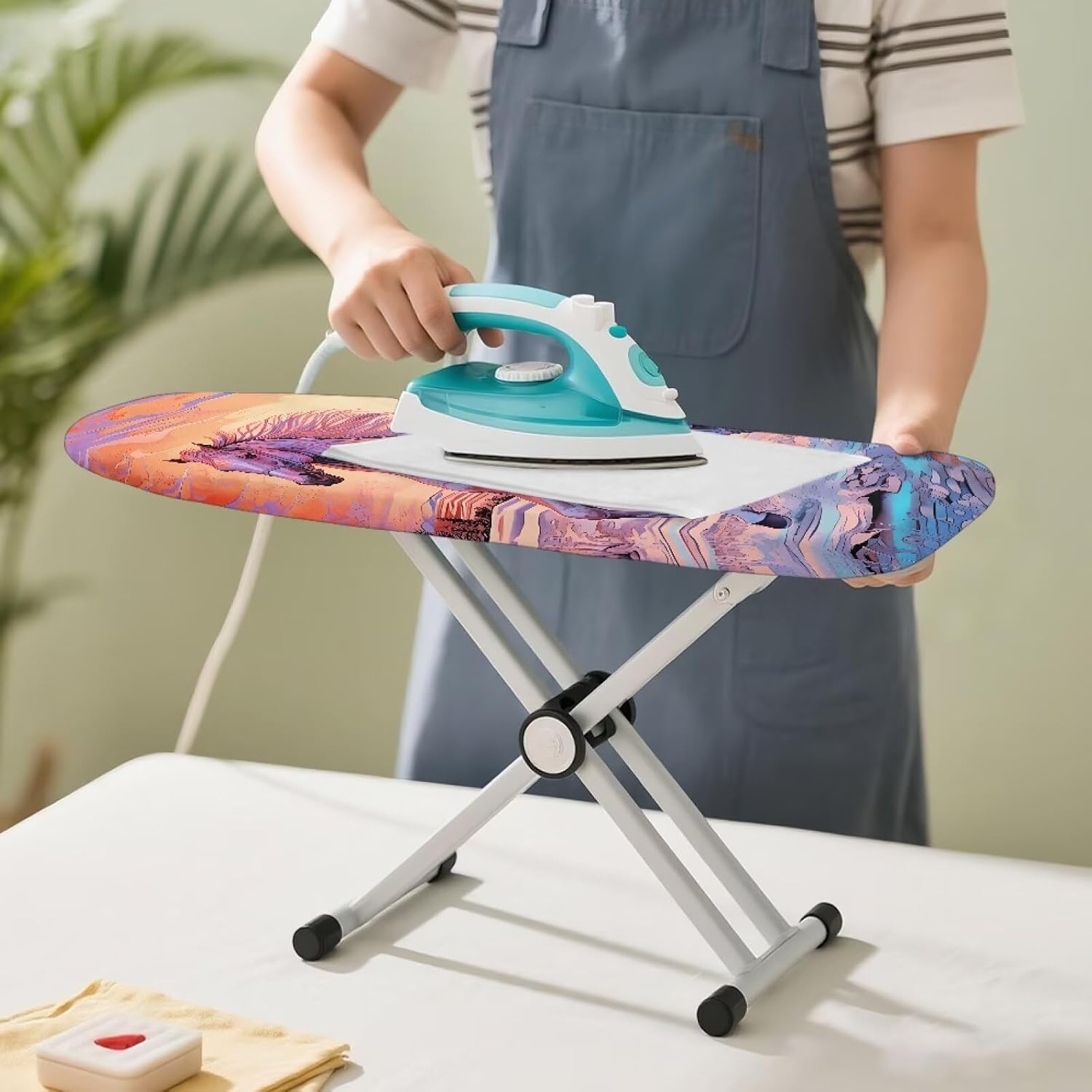 Horse Ironing Board Cover 14 x 24 Inch Small Ironing Board Cover and Pad Foldable Household Essentials for Home Dorm Travel (Board not Included)