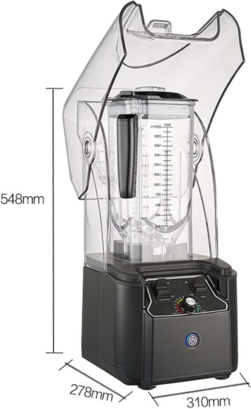 Commercial Professional Blender, Juice Smoothie Machine, W/Shielded Silent Housing, 2200W Electric Food Processor, Black