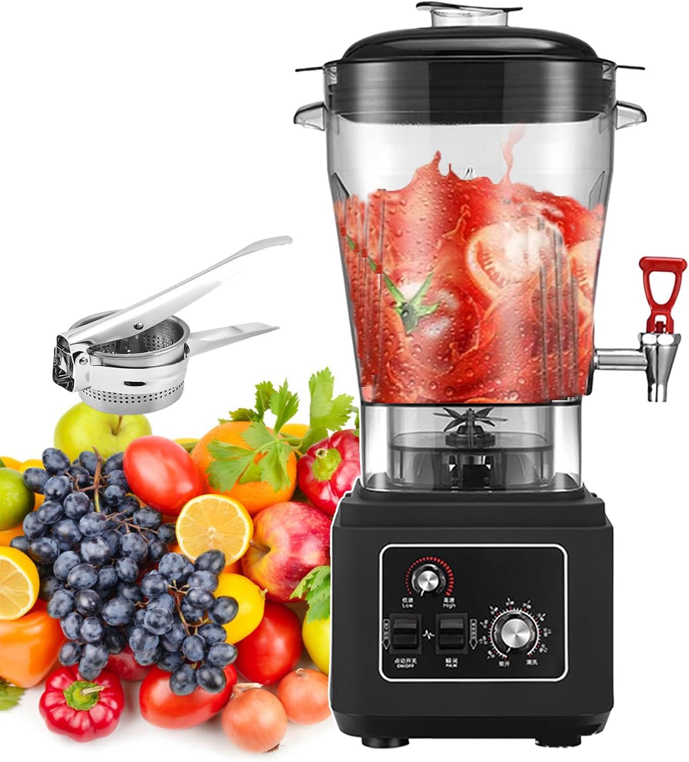 11l/15l/19l Blenders, Smoothie Maker, Food Processors with Soundproof Cover, Adjustable Speeds, Soy Milk Machine, Juice Mixer for Commercial, with Juicer (Black)