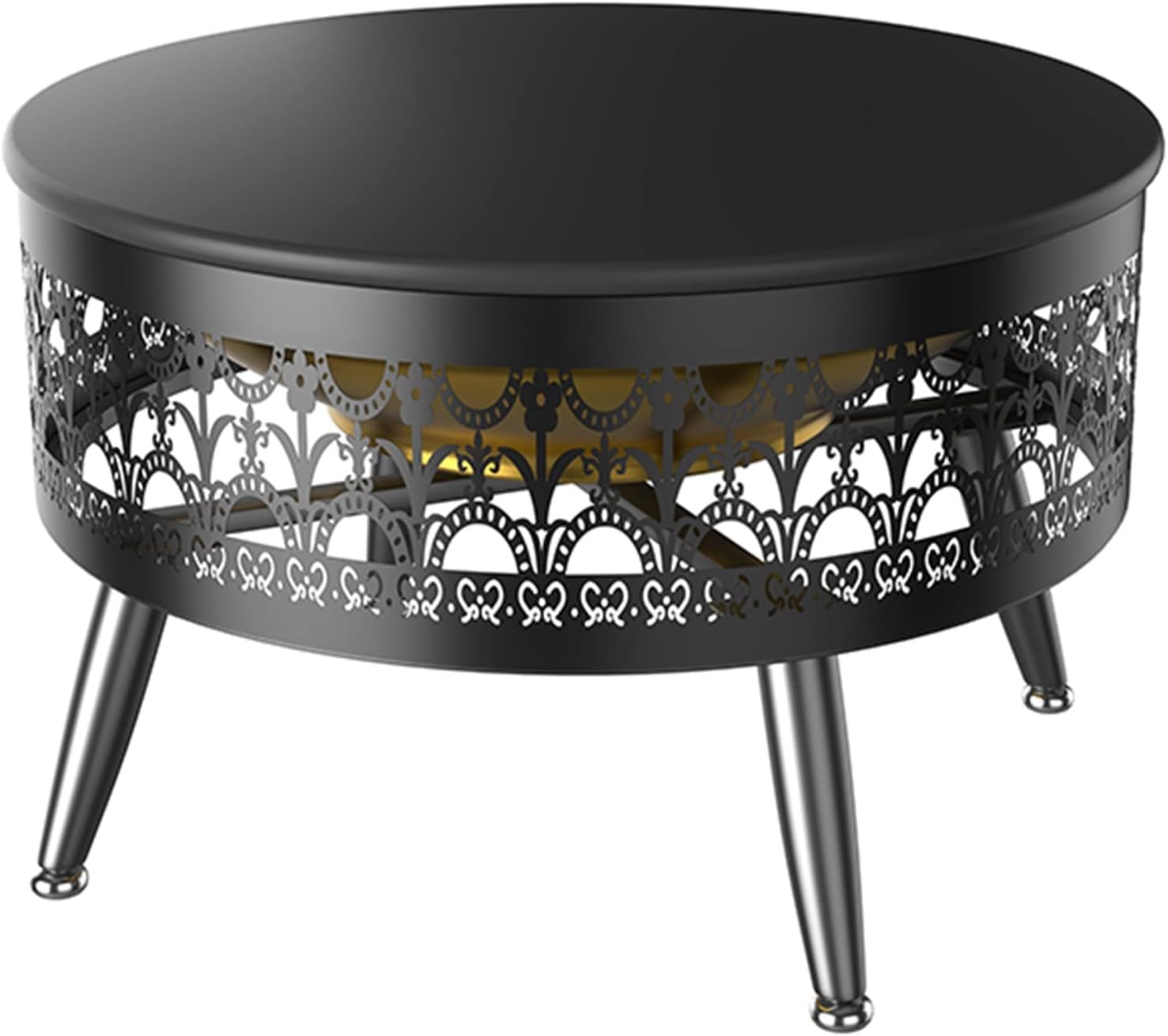 LXLZYXSF Outside Fire Pit Bowl with Table Top, Living Room Coffee Table, Wood Burning Fire Basin for Camping, BBQ, Travel, Bonfire Party, Picnic (Color : Deep Coffee, Size : 52.5cm/20.6inch Wide)