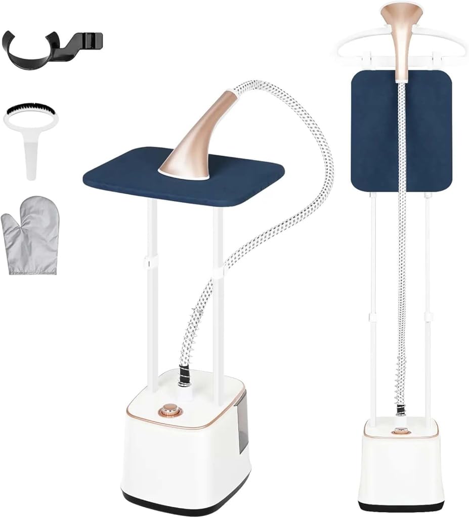 Standing Garment Steamer, 2000W Powerful Steamer for Clothes, 10 Steam Levels, 2.7L Water Tank for 90 Mins Continuous Steaming, Home Commercial Use (Champagne Gold)