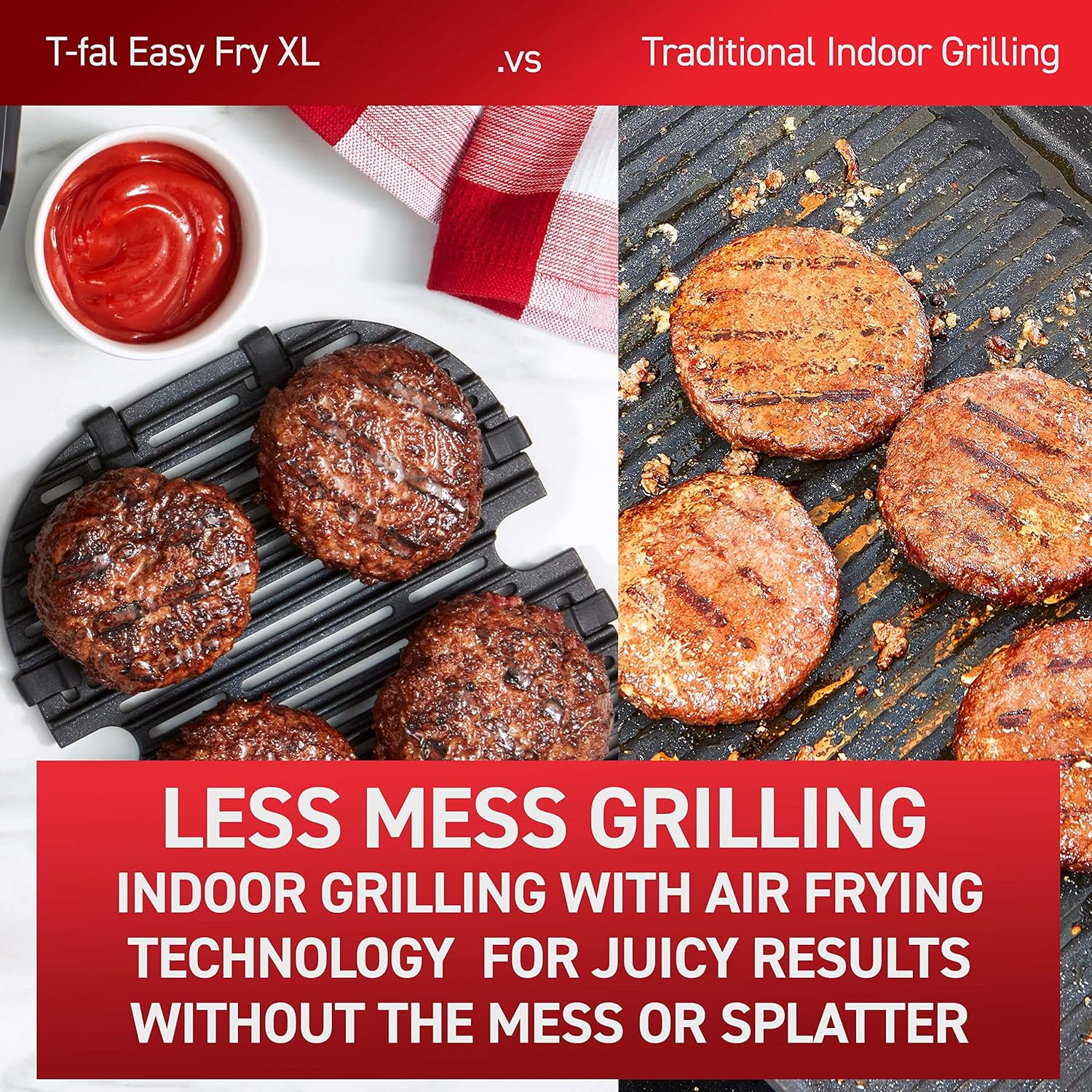 T-fal Air Fryer & Grill Combo Digital, 2-in-1, 4.4 Qrt, black