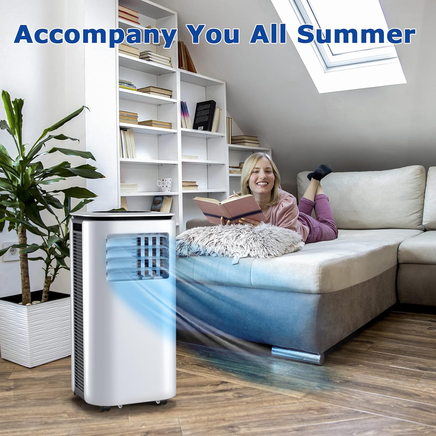 ARLIME Portable Air Conditioners, 9000 BTU AC Unit with Remote Control, 2 Speed Winds, Cools up to 350 Sq. Ft., 24H Timer, Window Kit, Floor Air Cooler for Bedroom, Room, Office, Dorm