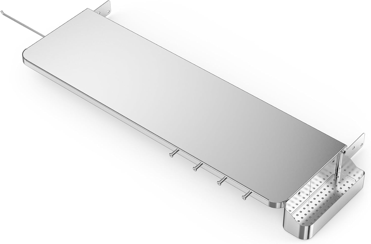 Stanbroil Stainless Steel Folding Shelf for Traeger Pro 34 Series, Texas Elite 34, Century 885, Upgraded Front Table with Caddy Organizer, Paper Towel Holder & Hooks Replacement for BAC363