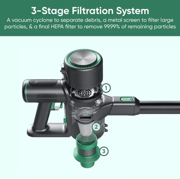 Generic Cordless Stick Vacuum Cleaner for Hardwood Floors and Carpets, 20KPa Strong Suction, LED Display, 3 Modes, Up to 40 Min Runtime, Wet&Dry Vacuum for Home Office, Black, AAA-008