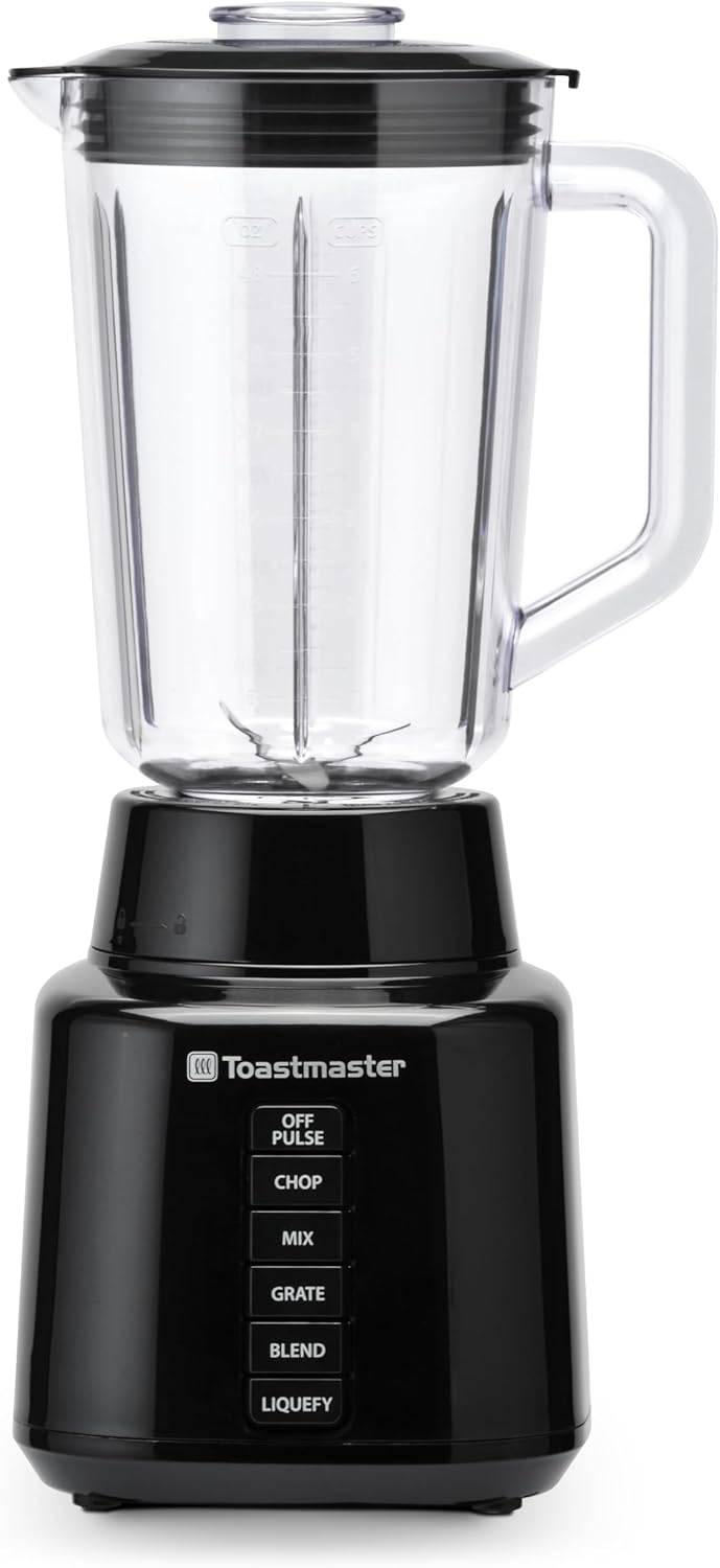 Toastmaster 5 Speed Blender with 48-oz Plastic Jar - Kitchen Blender with Stainless Steel Blades - For Fruit Smoothies & More - Multiple Speeds & Pour-Through Lid