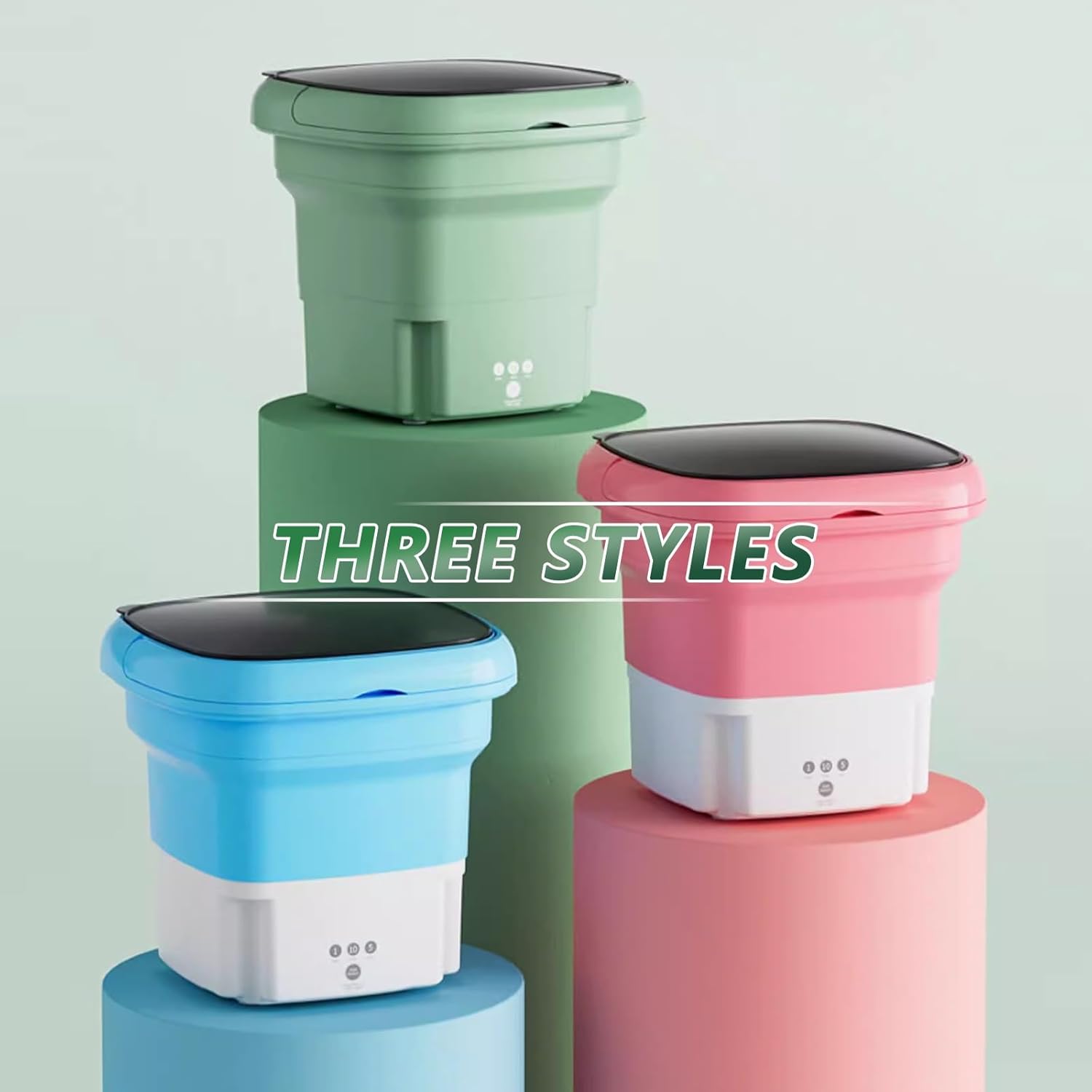 Bucket Washing Machine Underwear Washing Machine 2.8 L Large Capacity 36 w Powerful Motor 3 Cleaning Modes Suitable for Small Clothes(Green)