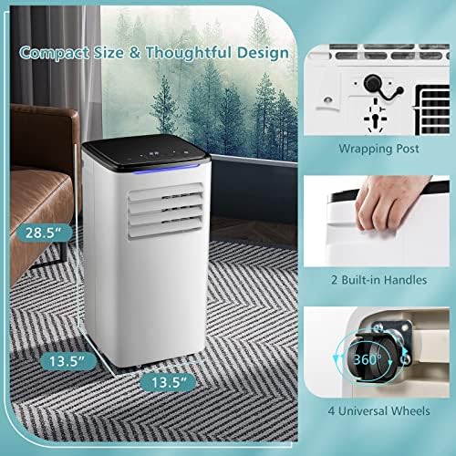 HOMGX 10000 BTU Portable Air Conditioner, 3-in-1 AC Unit with Dry Mode & Quiet Sleep, Remote Control & 24H Timer, Freestanding Cool Fan Dehumidifier for Home Office up to 350 Sq.Ft. (10000BTU)