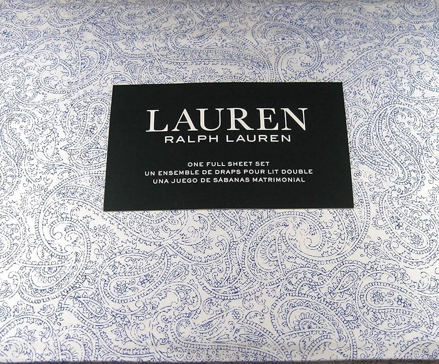 Lauren Ralph Lauren soma Blue Ink Paisley 4P Extra Deep Full Sheet Set Cotton White Ground (Full)