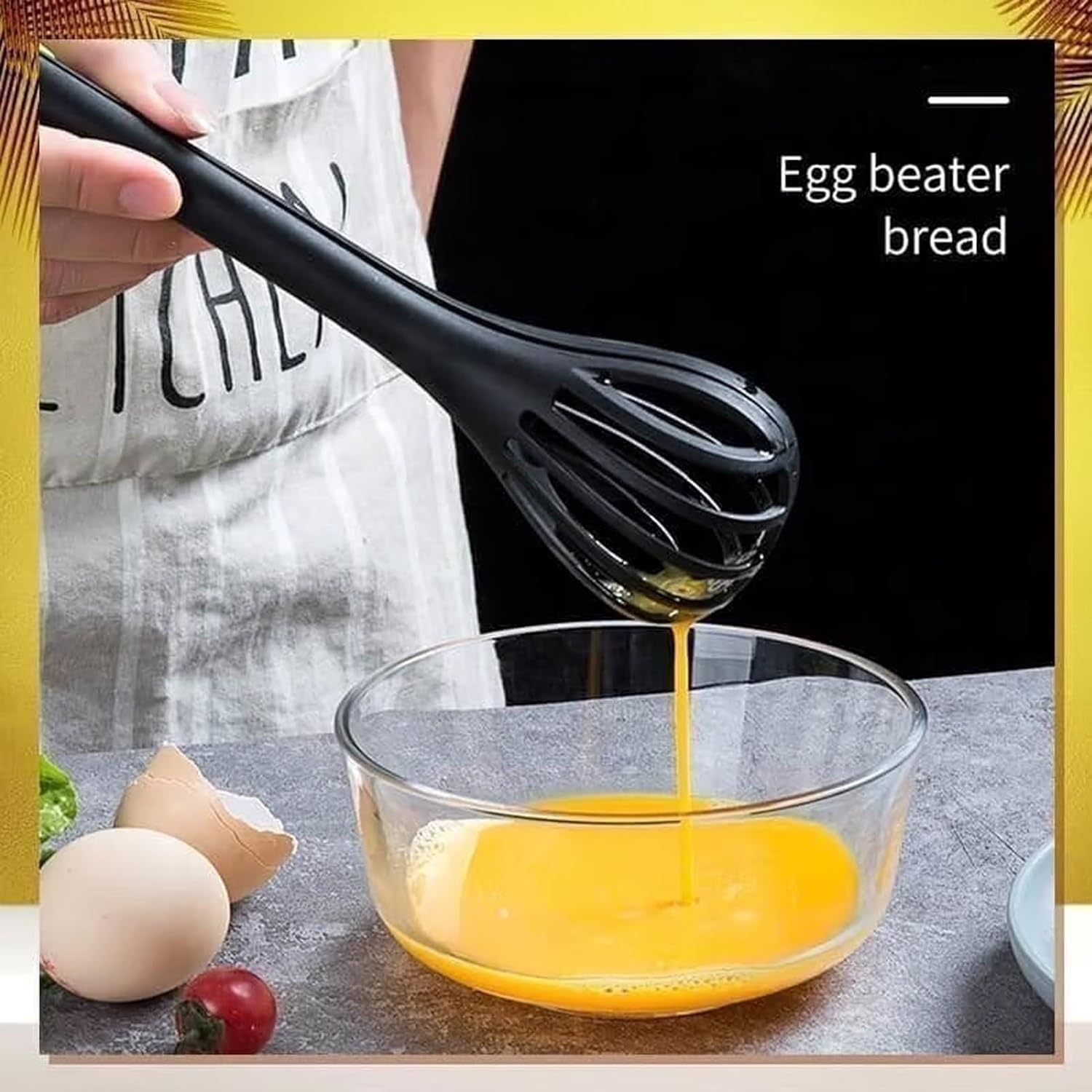 Multifunctional Egg Beater, 2 in 1 Food Clip & Egg Whisk, Multi-purpose Egg Whisks, Handheld Egg Whisk Blender Bread Clip, Household Kitchen Tool for Gripping, Stirring, Mixing Food (Orange+Green)