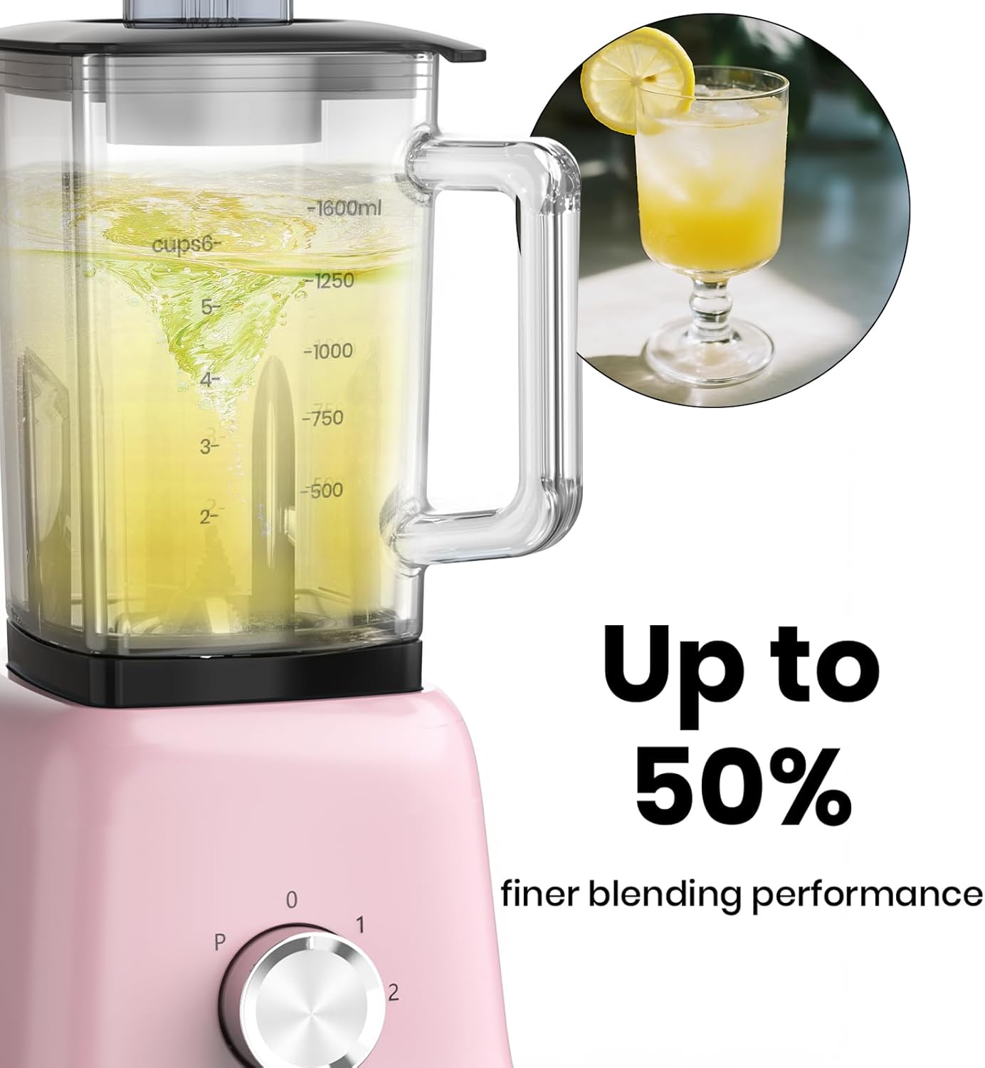 Professional Blender For Smoothies, 58 Oz Glass Jar, Glass Blender Including Puree & Crush Ice Functions, 750 Watts, Macaroon Pink, B02