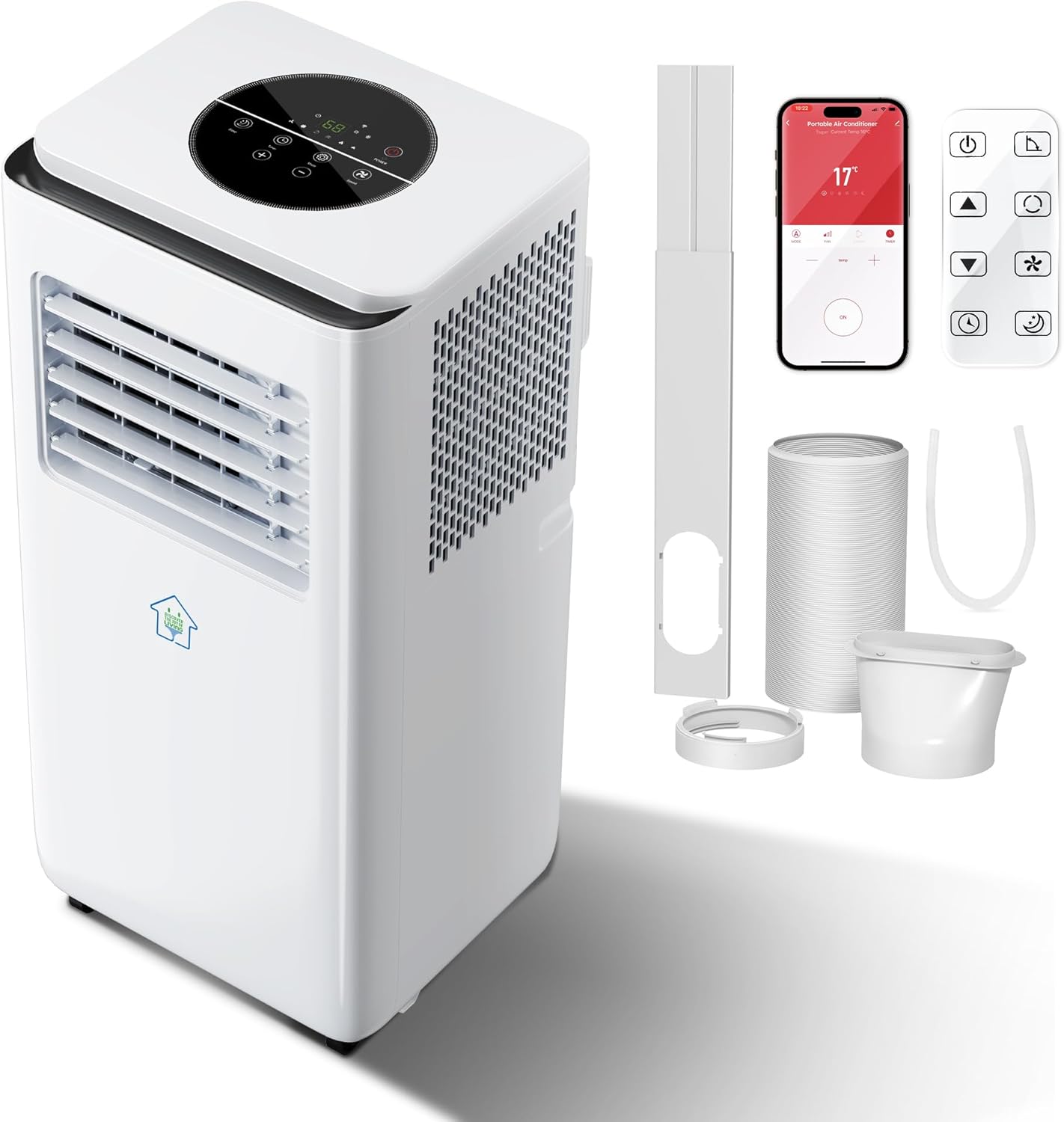 8,000 BTU Portable Air Conditioner with Smart Wi-fi APP, 3 Modes 2 Speeds Portable AC Unit with APP, Fast Cooling/Energy Saving/Remote Control/24Hrs Timer for Bedroom/Dorms/Office