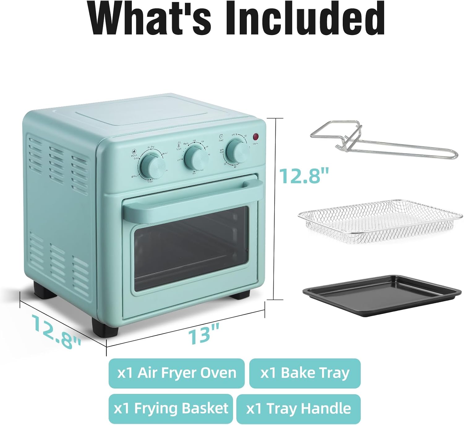 Novaspark Air Fryer Toaster Oven Combo, Retro Convection Oven Countertop,16QT Small Toaster Oven, 4-slices or 9