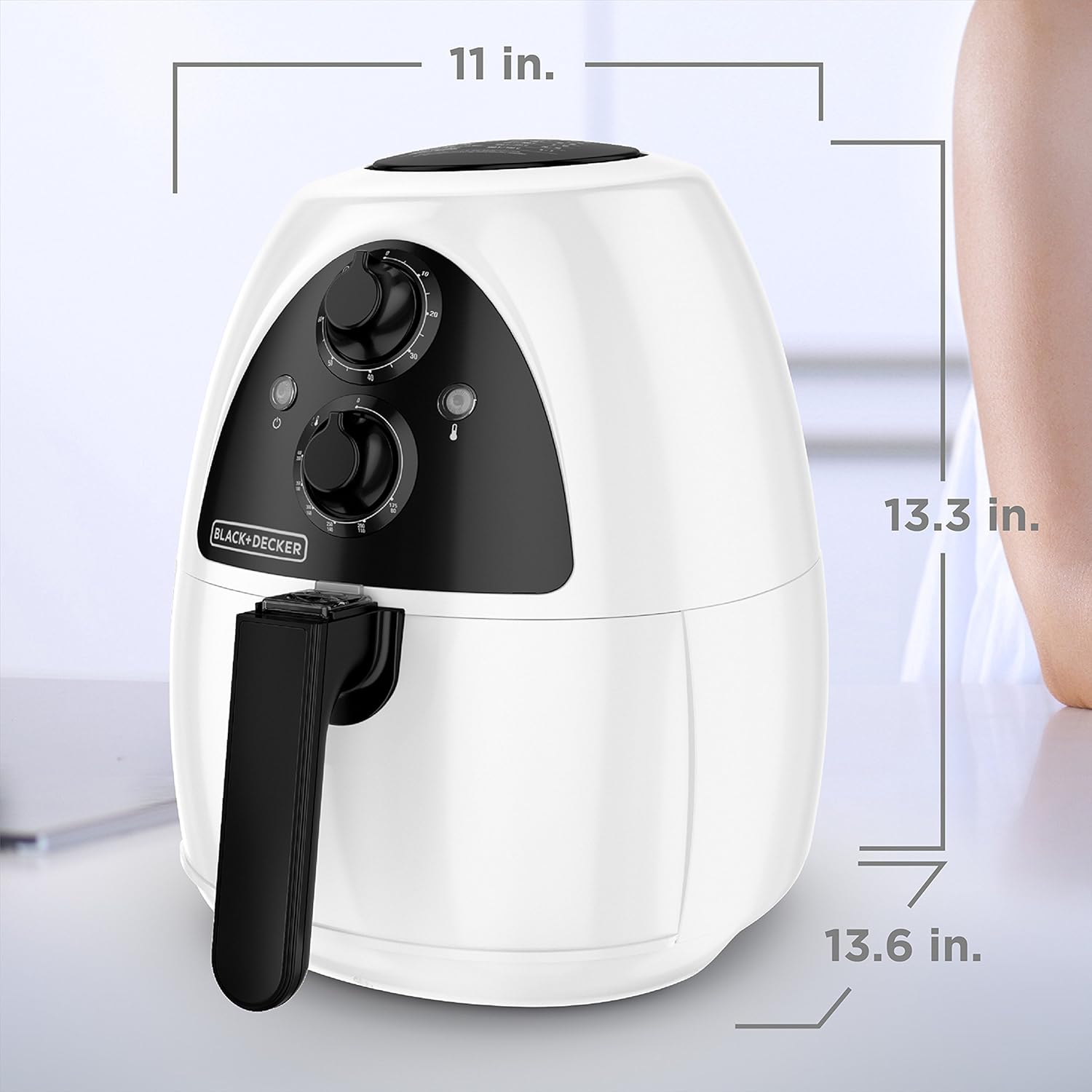 BLACK+DECKER Purify 2-Liter Air Fryer, White/Black, HF100WD