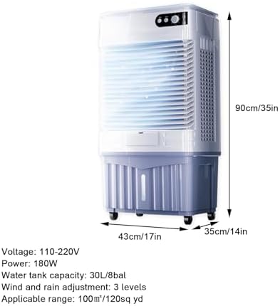 Portable Air Conditioners, Room Cooling 4-in-1, 120° Air Supply, Large Capacity Water Tank, Whole House Cooling, Quiet Operation, for Home, Office(90x43x35cm/35x17x14in)