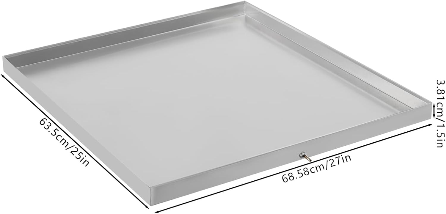 Washing Machine Pan Heavy Duty Washer Machine Drain Pan Drip Tray Catch Under Washer Machine Drip Pan for Washers Dryers Dishwashers Refrigerators Stainless Steel Fine 27