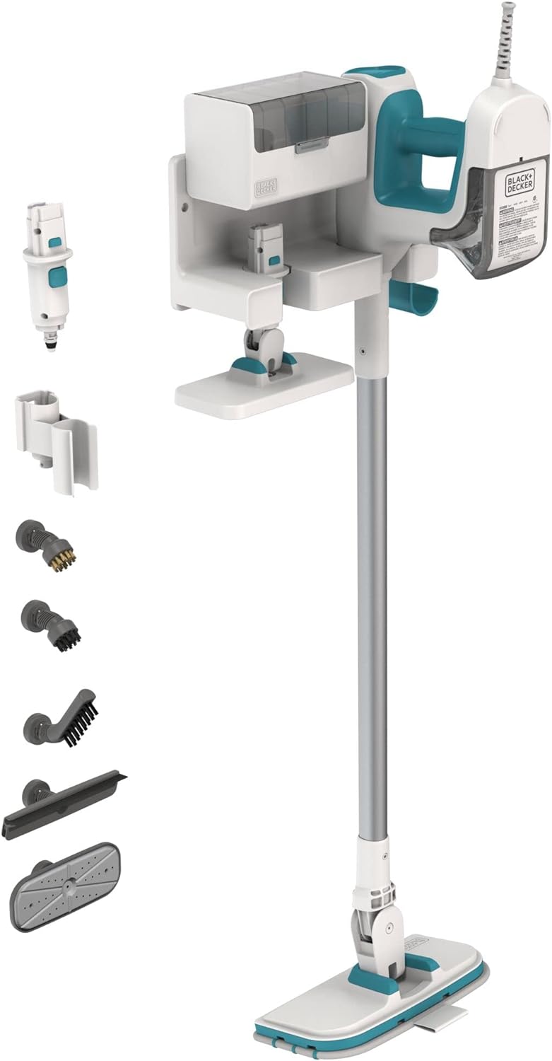 BLACK+DECKER Steamer, 7 Attachments for Multipurpose Cleaning, Includes Storage Wall Mount (BHSM15FX10)