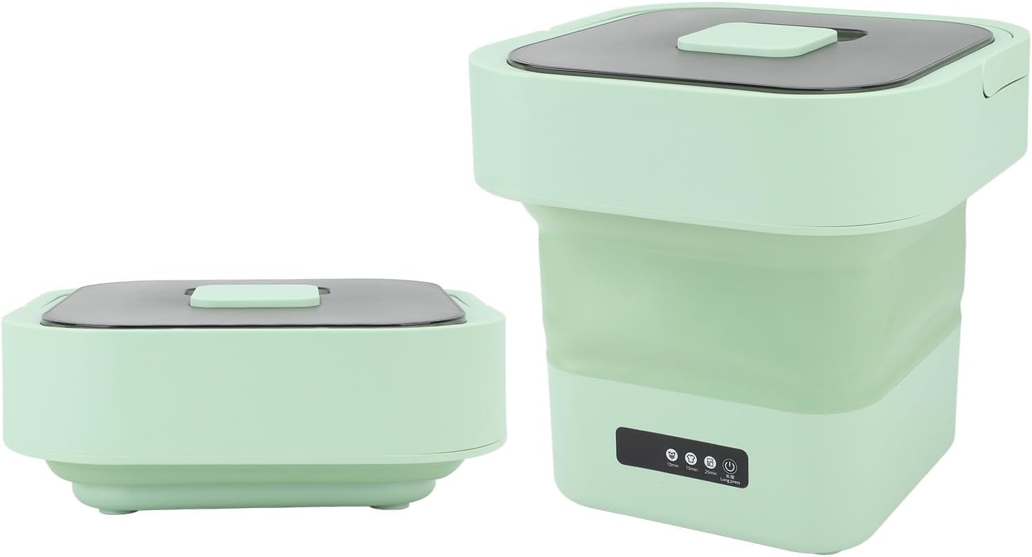 AUNMAS 10L Large Capacity Portable Washing Machine, Fully Automatic Foldable Mini Washer with Soft Spin Drying Function and Drain Hose for RV Camping Dorm (US Plug)