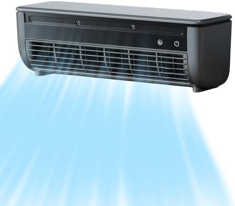 No‑Drill Wall AC Unit Fan, Portable Wireless Air Conditioner Fan, Rechargeable Charging Air Conditioner Fan with 6000mAh Battery, 10s Instant Cooling & 3‑Speed for camping, Kitchen (Black)