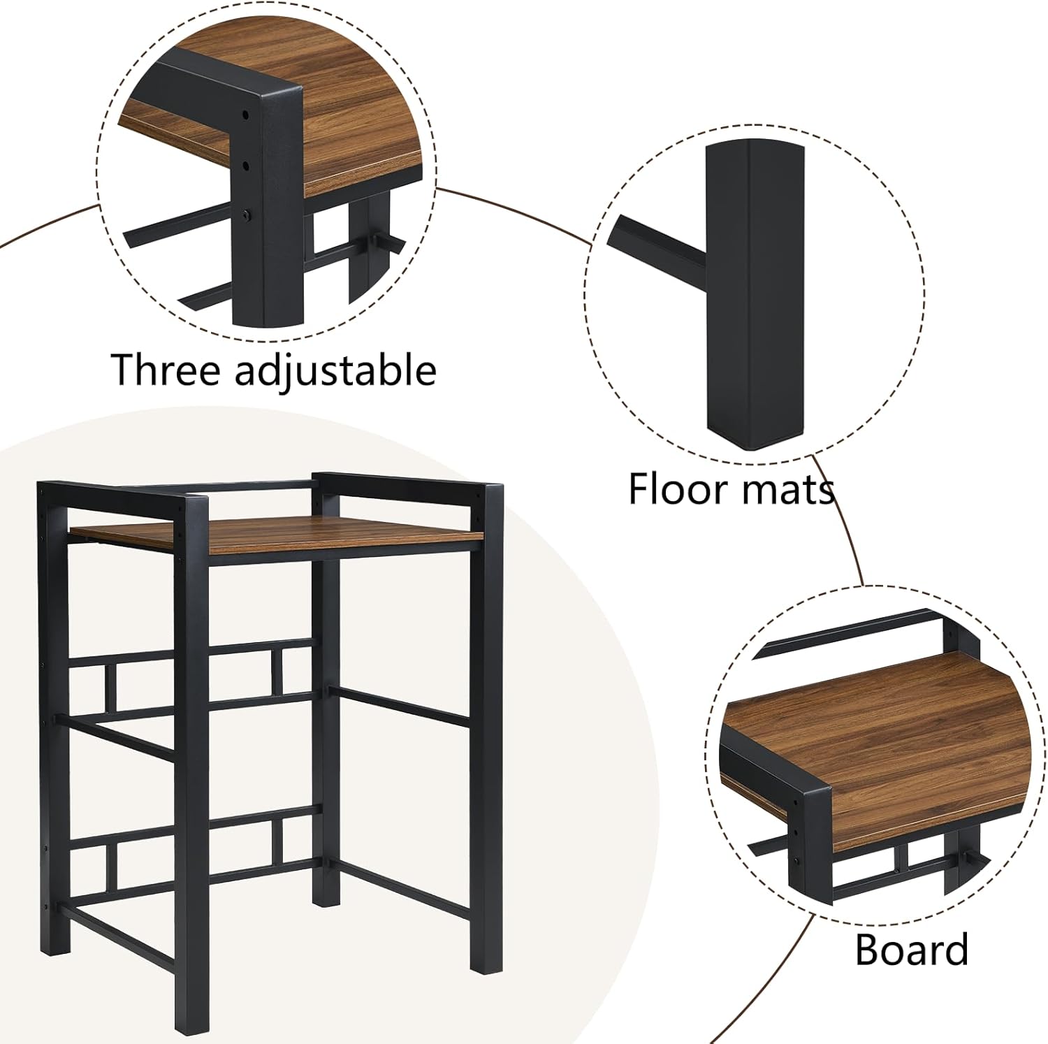 Portable Washer and Dryer Stand, Heavy Duty Steel Shelf Over Washer and Dryer, Laundry Room Organizer with Adjustable Laminate, Washing Machine Shelf for Bathroom and Laundry Room (Black)