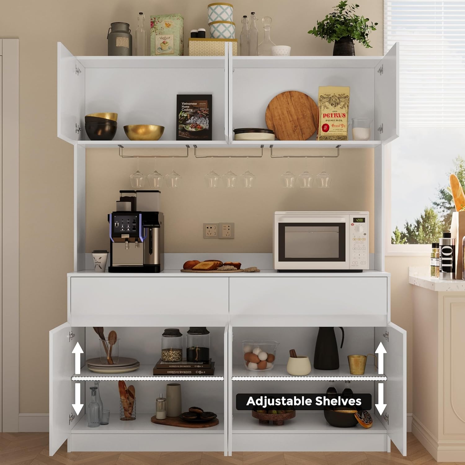 Kitchen Hutch Storage Cabinet, 63