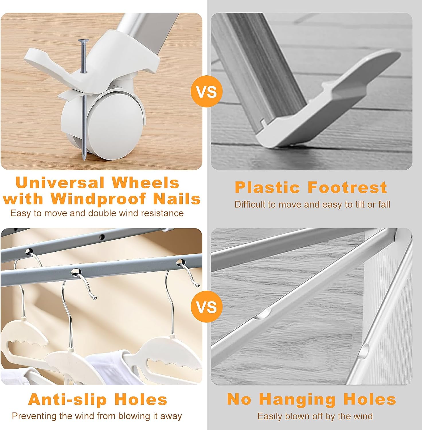 4-Legged Clothes Drying Rack Foldable, Outdoor Collapsible Drying Rack Clothing, Portable Laundry Drying Rack with 4 Pulleys, Aluminum Alloy Dry Rack for Clothes, Indoor, Balcony, Poolside, Camping