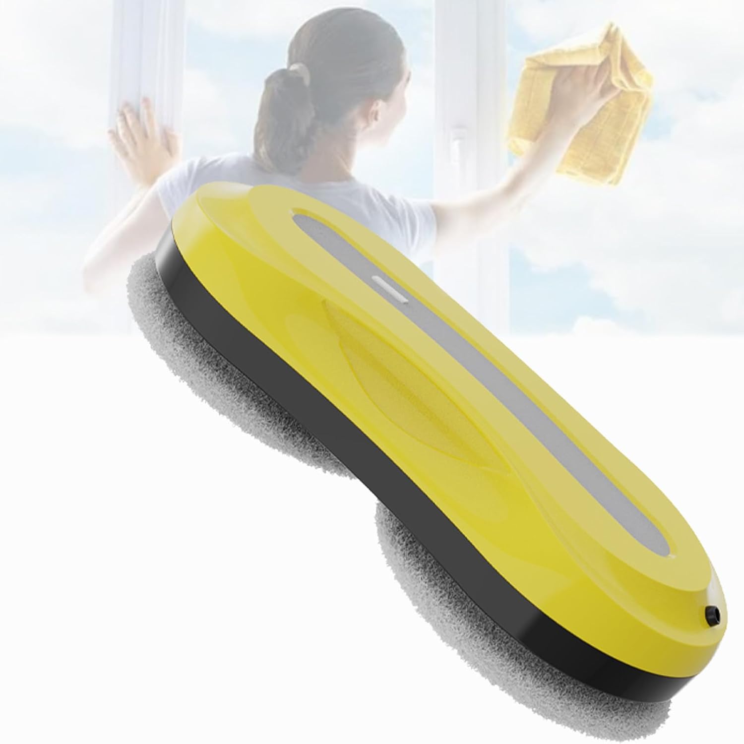 Window Cleaner Robot, Automatic Window Cleaning Robot with Water Spray, Electric Intelligent Robot Window Cleaner Glass Cleaning with Remote Control, 5600Pa Suction,Yellow