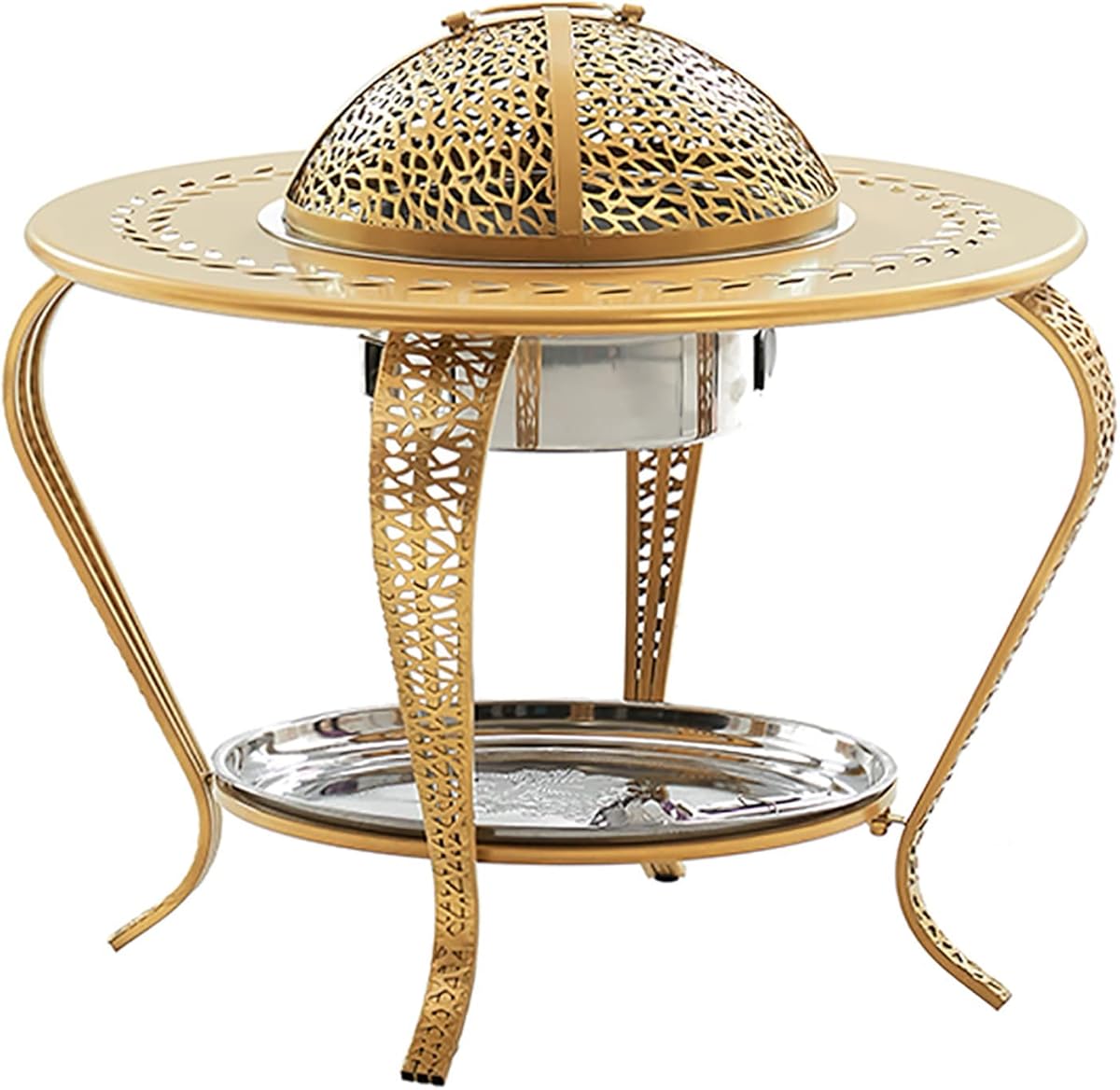 Indoor Charcoal fire Pit Charcoal Stove Home Stove Heating Outdoor Barbecue Grill smokeless Charcoal Stove,for Indoor, Living Room and Outdoor use (Color : Gold, Size : 62x45cm)