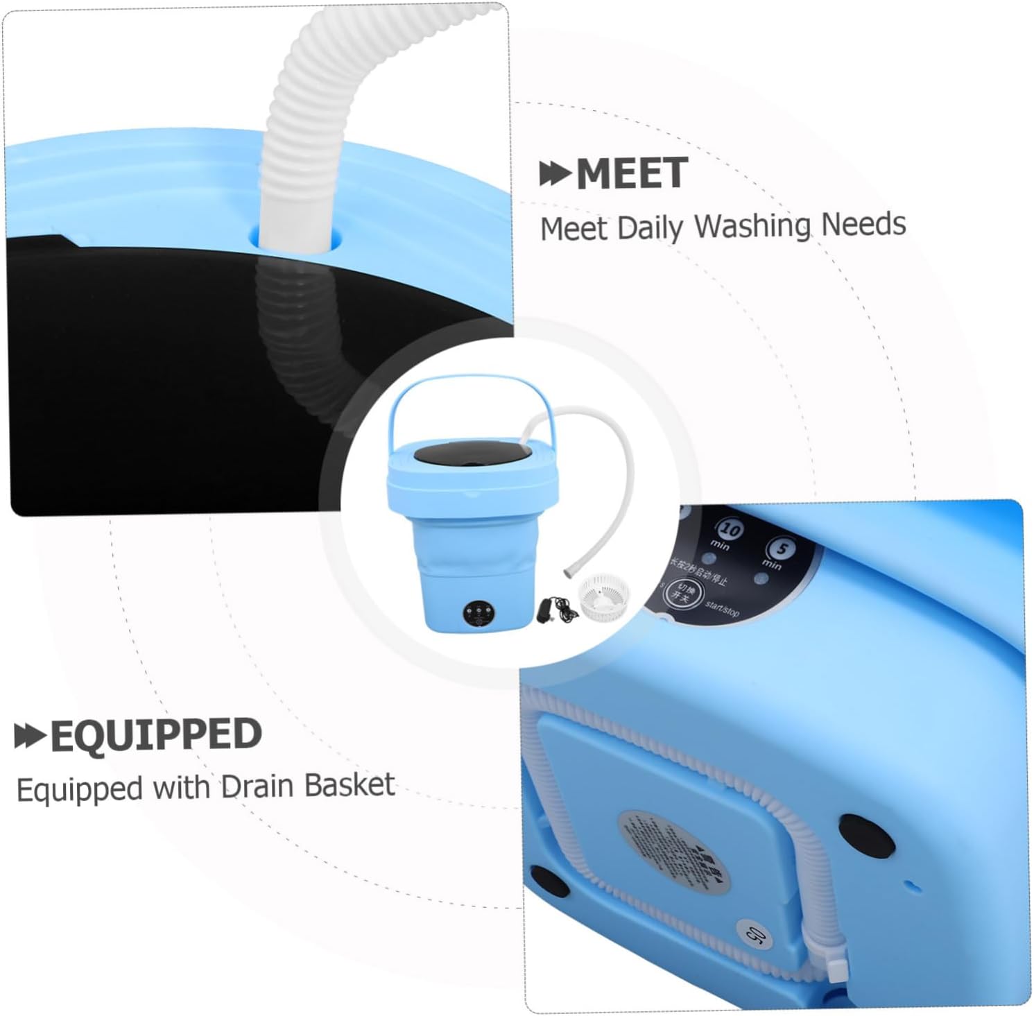 Collapsible Washing Bin Mini Washer Machine off Foldable Washing Machine Compact for Travel