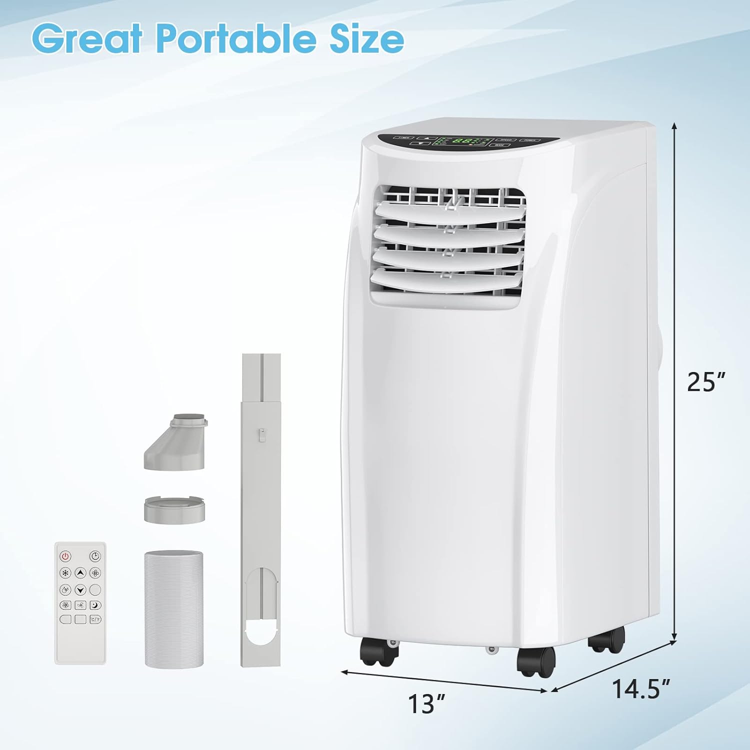 COSTWAY Portable Air Conditioners, 8000 BTU Air Conditioner Unit spaces up to 230 Sq.Ft with Remote Control Dehumidifier Function Window Wall Mount, 4 Caster Wheel, Sleep Mode and 2 Fan Speed