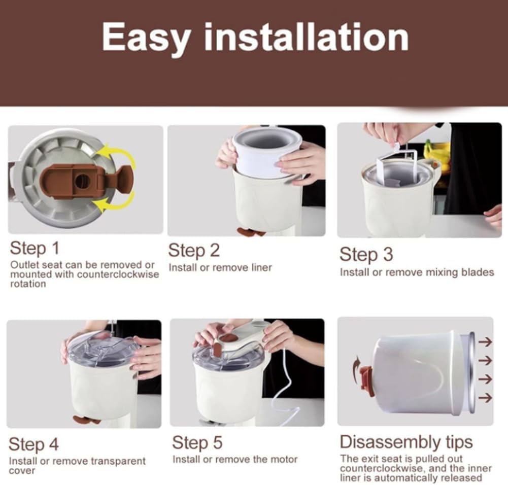 20W Desktop Soft Ice Cream Machine, 1000ML Fully Automatic Mini Fruit Soft Ice Cream Machine for Home Kitchens, Suitable for Households Bars Cafes Small Household Appliances