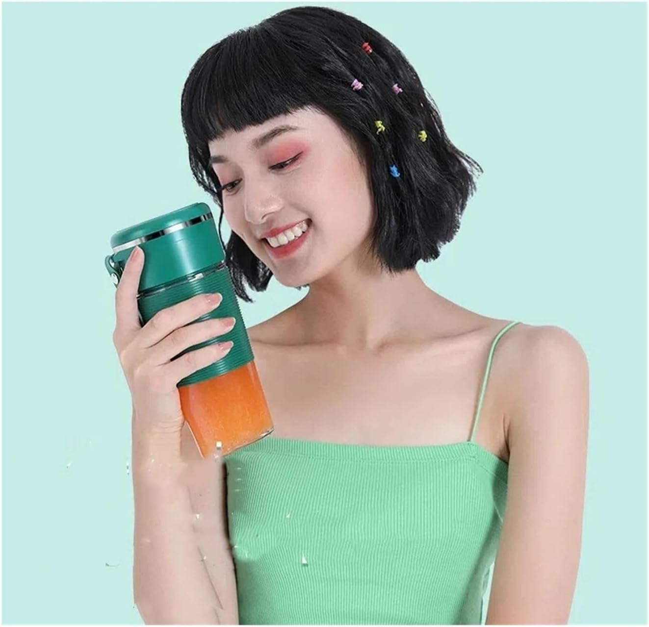 Electric Juicer Smoothie Blender Mixer for Fruit Juice - High-Speed Food Processor with Glass Cup(Green)