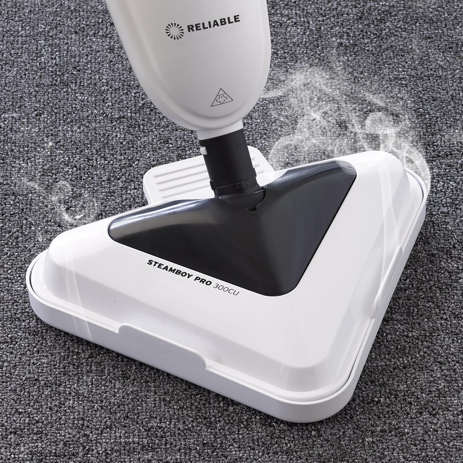 Reliable 300CU Steam Floor Mop - Steamboy Pro Electric Steam Scrubber with 4 Microfiber Pads, 1500W, Steam Cleaner for Tile, Grout, Hardwood Floor, and Carpets, 180-Degree Swivel Head