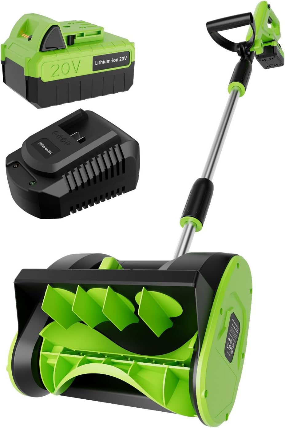 12.5-Inch Electric Snow Shovel Cordless, Battery Powered Snow Blower with Directional Plate, 20-Volt/4.0 Ah Lithium-ion Battery Pack and Quick Charger